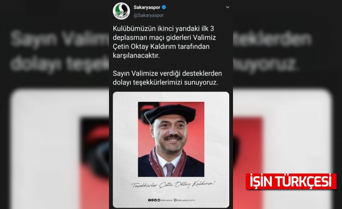 Vali Kaldırım’dan Sakaryaspor’a deplasman desteği