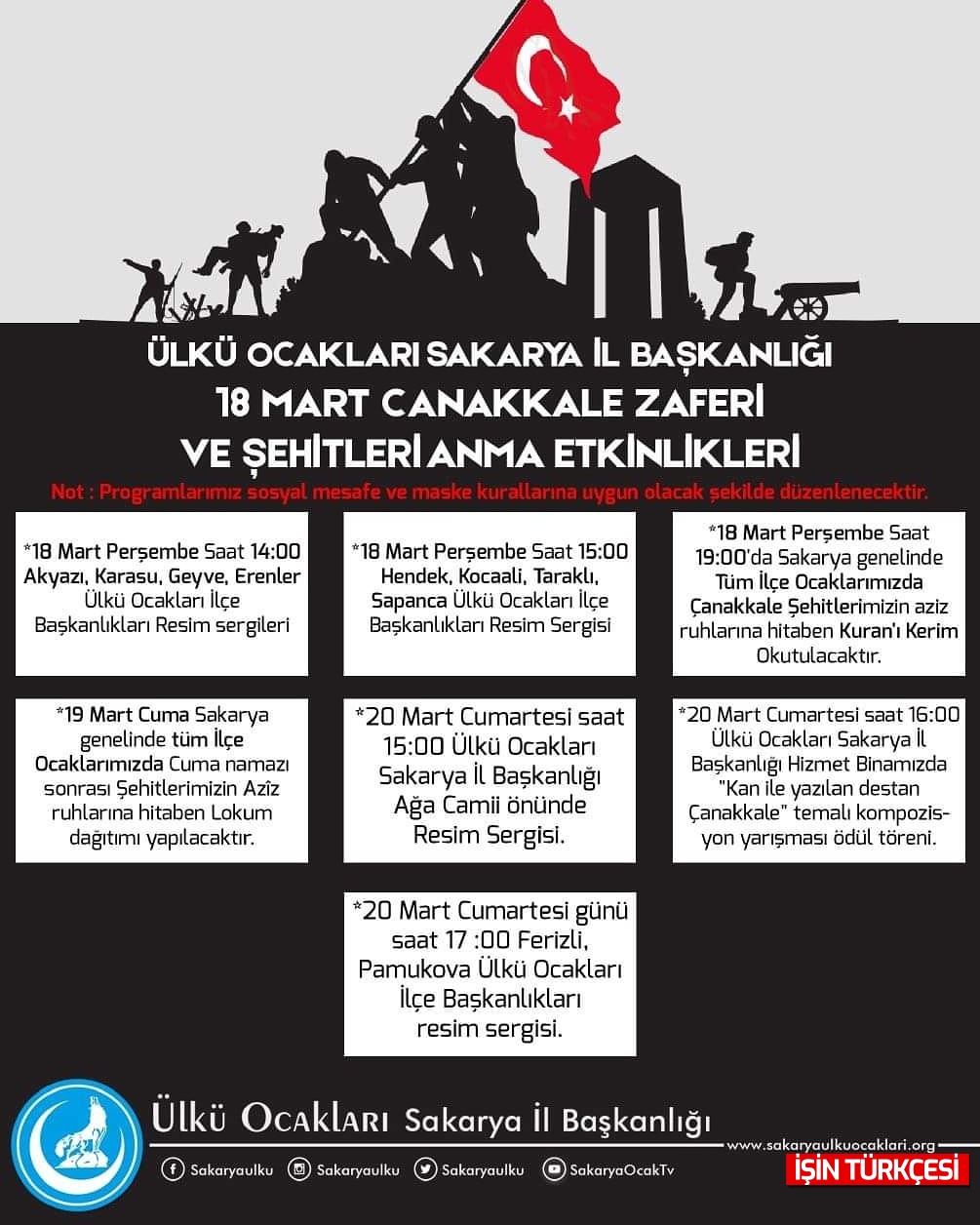 Ülkü Ocakları Sakarya İl Başkanlığı 18 Mart Çanakkale Zaferi ve Şehitleri Anma Etkinlikleri