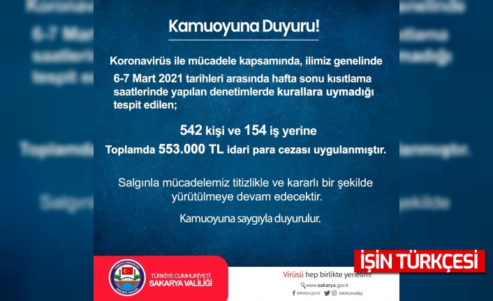 Valilikten Kovid-19 denetimlerine ilişkin Basın Duyurusu