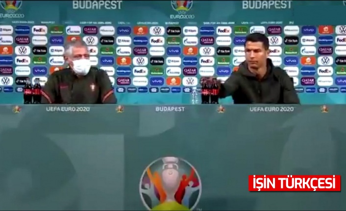 Ronaldo'dan basın toplantısında 'kola içemeyin' mesajı