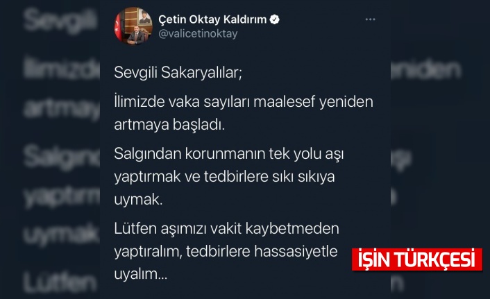 Artan vakalara karşı Vali Çetin Oktay Kaldırım uyardı