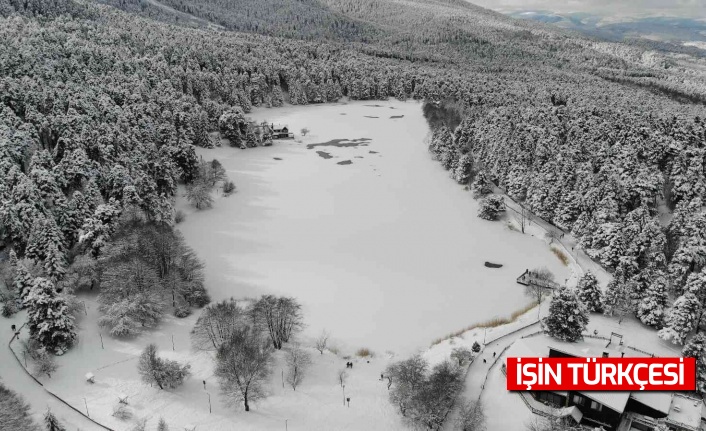 Gölcük Tabiat Parkı’ndaki göl buzla kaplandı
