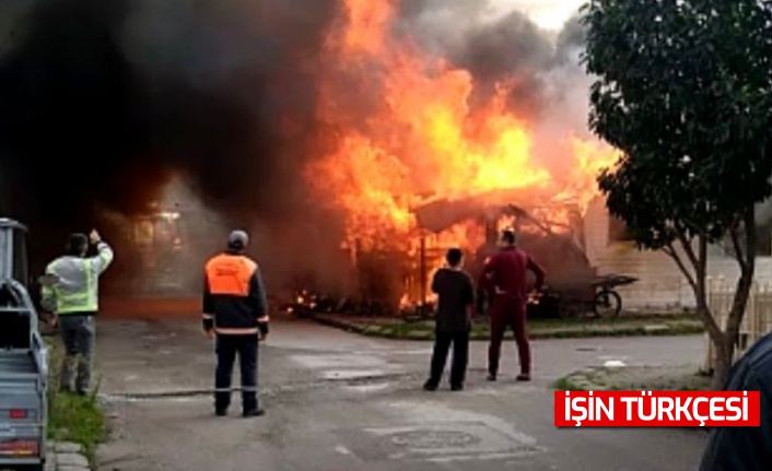 Yaşlı çiftin kaldığı baraka alev topuna döndü