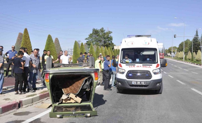 Takla atan otomobilin sürücüsü ölümden döndü