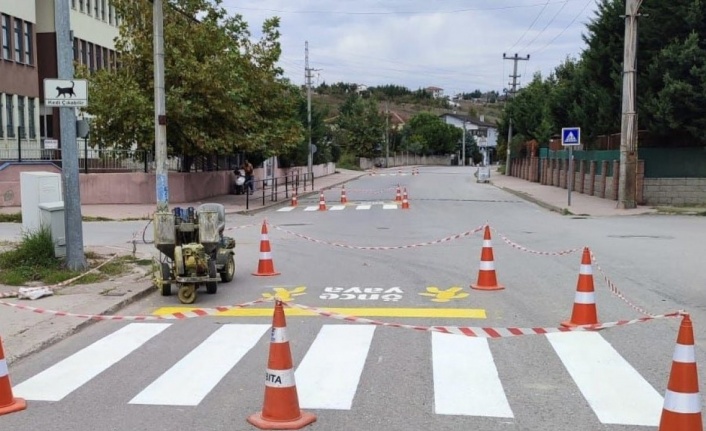 Yalova’da okul yaya yolu çizgileri yeniden boyandı