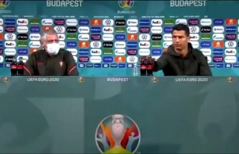 Ronaldo'dan basın toplantısında 'kola içemeyin' mesajı