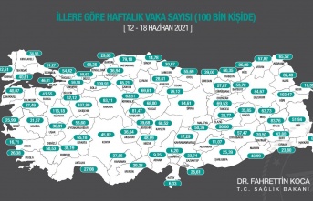 Sağlık Bakanı Koca, illere göre haftalık vaka haritası yayınlandı