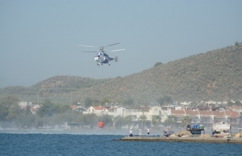 Kazdağları yangını söndürmek için deniz sortisi yapıyorlar