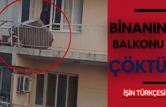 Şiddetli rüzgardan binanın balkonu çöktü