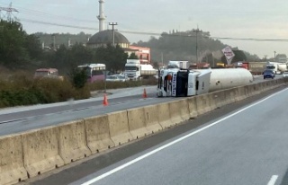 Arifiye'de kontrolden çıkan gaz yüklü tanker...