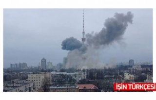 Rus ordusunun bombaladığı Kiev'deki TV kulesinin...