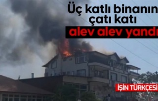 Üç katlı binanın çatı katı alevlere teslim...