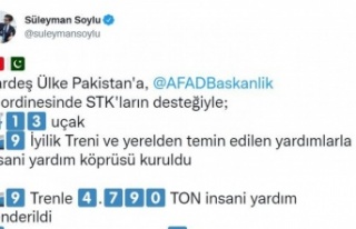 Bakan Soylu: “Kardeş ülke Pakistan’a 13 uçak,...