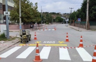 Yalova’da okul yaya yolu çizgileri yeniden boyandı