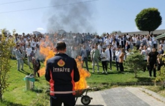 Okulda yangın tatbikatı